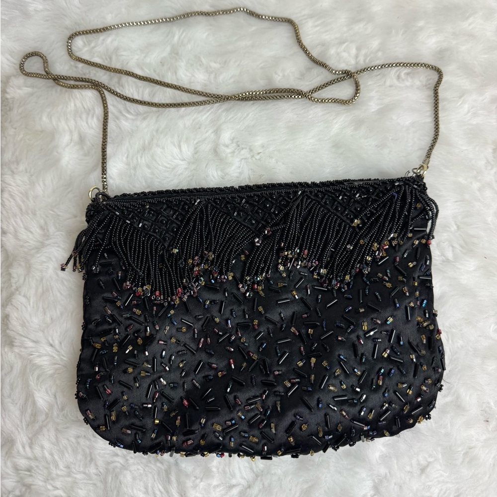 vintage La Regale black beaded evening bag. - Picture 3 of 11